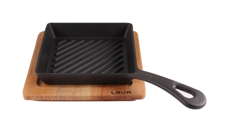 Купити Сковорода гриль Lava чугунная 16х16 см на деревянной подставке (LV ECO P GT 1616 K4)