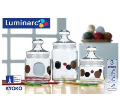 Купити Набор банок Luminarc KYOKO WHITE д/сыпучих 0,5л, 0,75л, 1л (H9972)