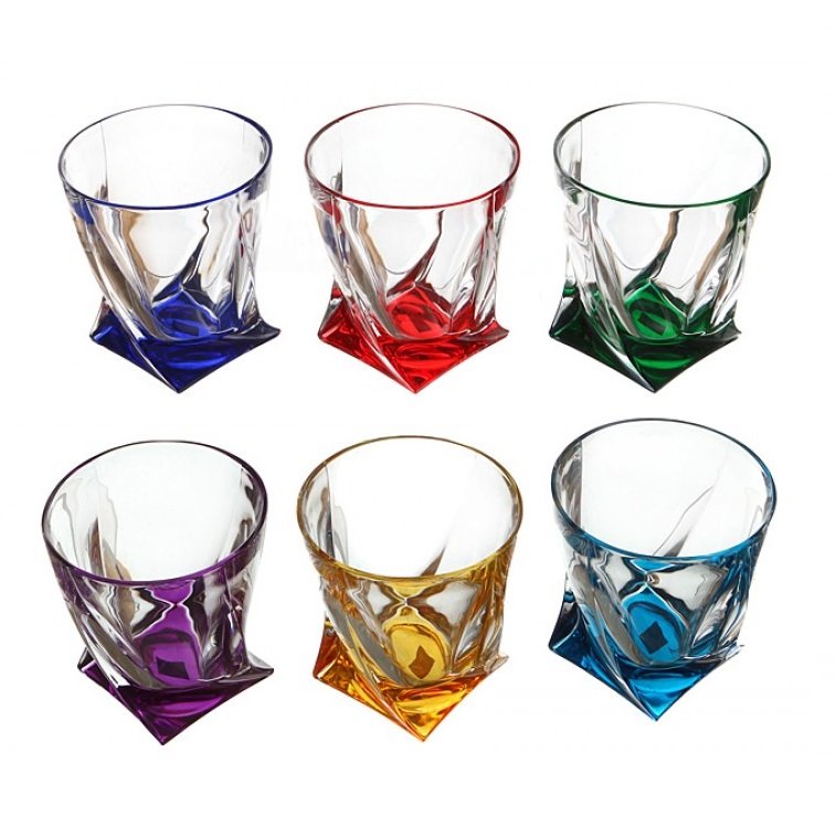 Купити Набор стаканов Bohemia Quadro 340 мл для виски цветные 6 шт (99999/72R93/932)